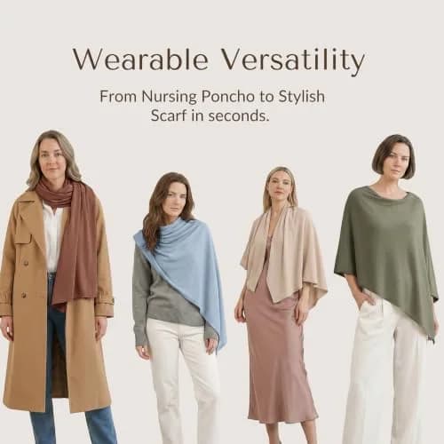 Konssy Rayon Made from Bamboo Nursing Cover for Breastfeeding, Army Green | Soft, Breathable, Wearable Poncho for Privacy thumbnail 5