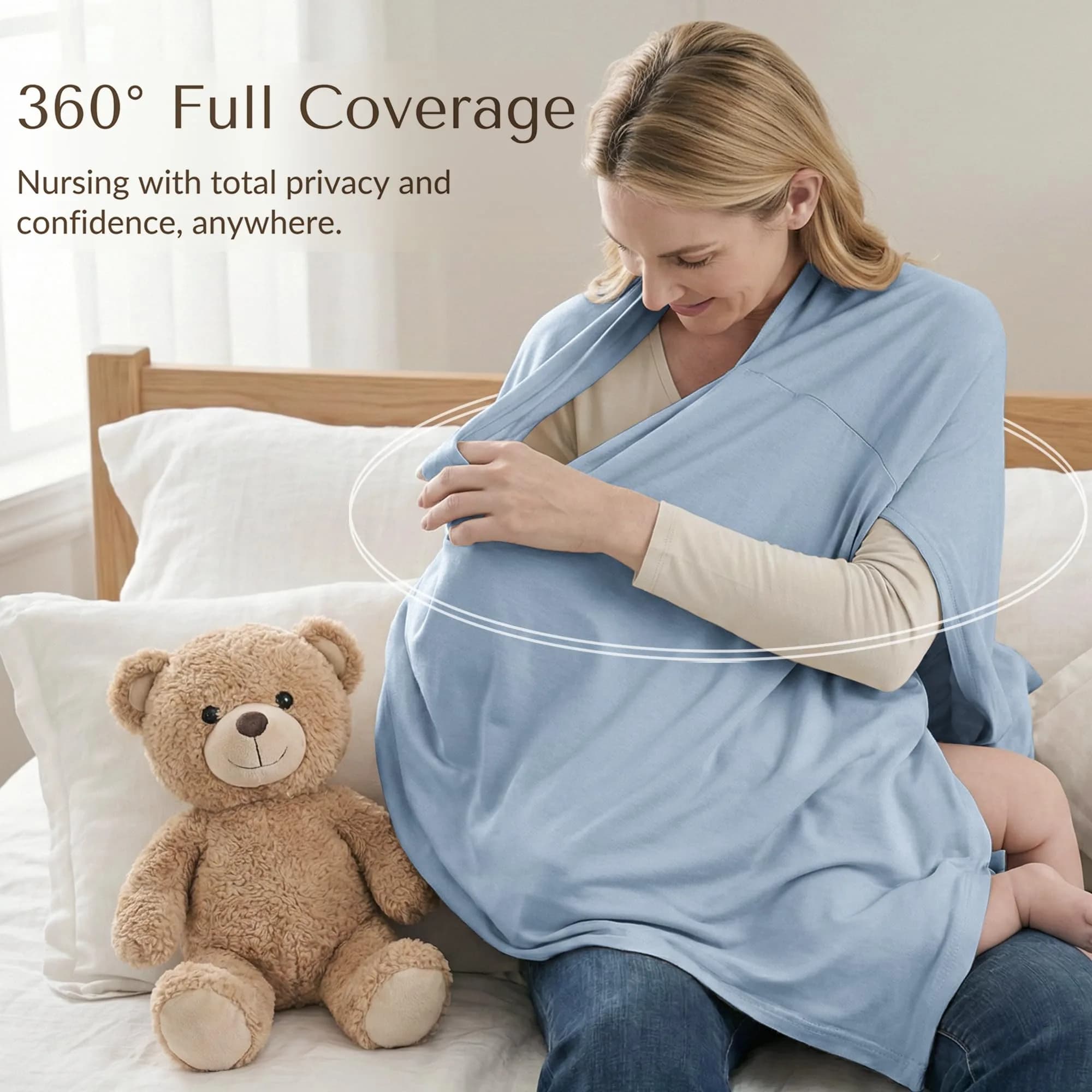 Konssy Rayon Made from Bamboo Nursing Cover for Breastfeeding, 156 g (5.5 oz) | Breathable & Stretchy for 360° Privacy - view 8
