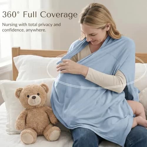 Konssy Rayon Made from Bamboo Nursing Cover for Breastfeeding, 156 g (5.5 oz) | Breathable & Stretchy for 360° Privacy thumbnail 8