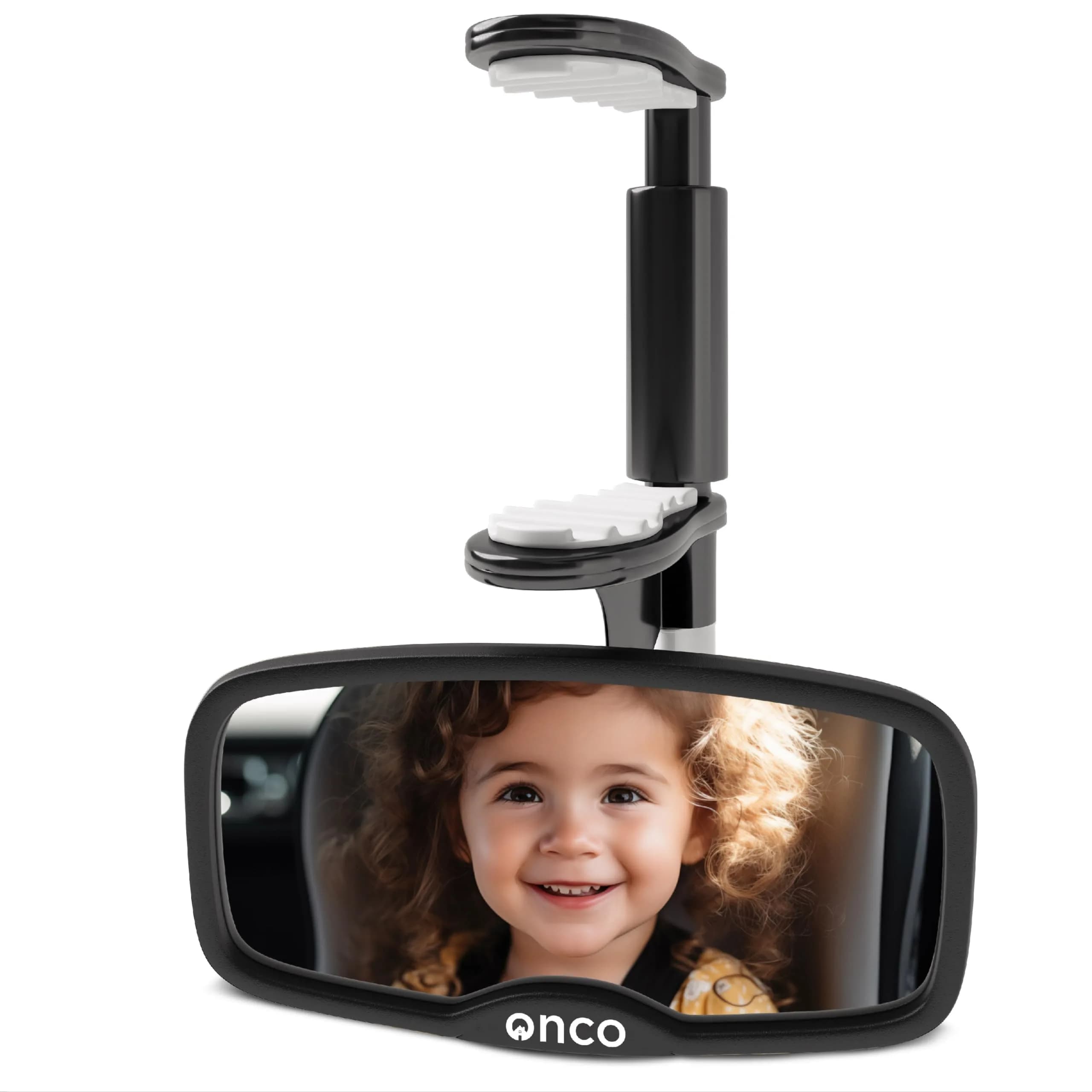 Onco Baby Car Mirror for Forward Facing Seats | Clip-On Shatterproof Convex Mirror — Clip-on Car Mirror