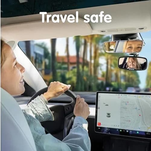 Onco Baby Car Mirror for Forward Facing Seats | Clip-On Shatterproof Convex Mirror thumbnail 6