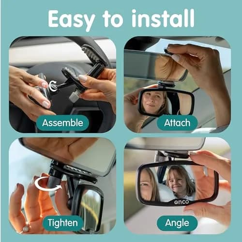 Onco Baby Car Mirror for Forward Facing Seats | Clip-On Shatterproof Convex Mirror thumbnail 3