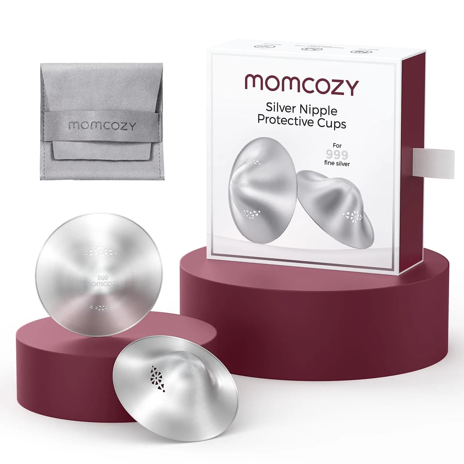 Momcozy 999 Silver Nursing Cups Regular-Hole Size | Essential Postpartum Healing - main product image