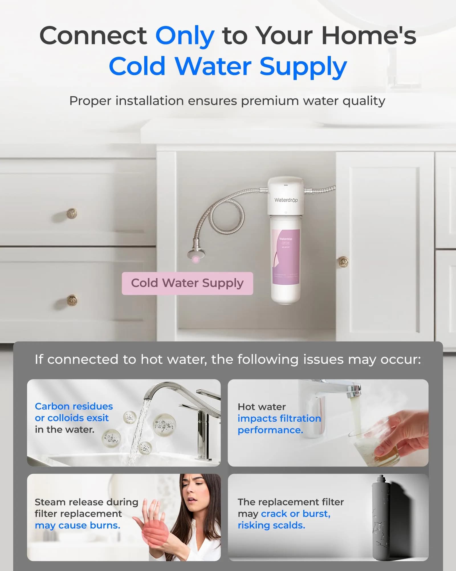 Waterdrop 15UA-UF Ultra Filtration Under Sink Water Filter System 19,000 Gallons (71,942 L) | Reduces Lead, Chlorine, Bad Taste & Odor - view 2