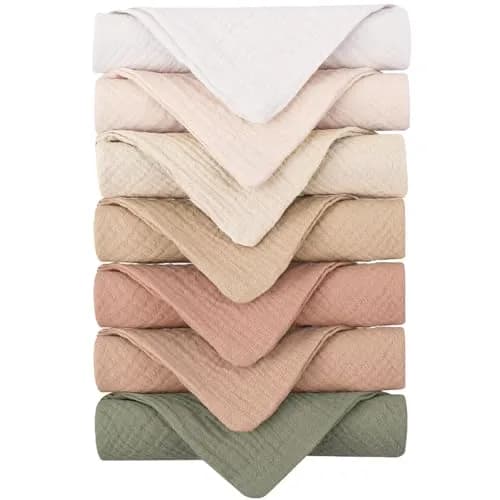 Konssy 7 Pack Muslin Baby Washcloths 28cm x 28cm | Ultra-Soft & Absorbent Cotton for Newborns thumbnail 1