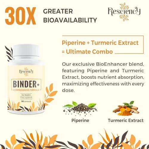 Resciency Detox Binder Supplement - Activated Charcoal, Zeolite, Bentonite Clay | Liver & Gut Support, Max Absorption, 90 Count (Pack of 2) thumbnail 3