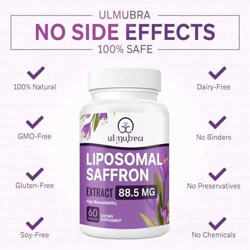 Ulmubra Liposomal Saffron Supplements 88.5 mg | Maximum Absorption for Mood, Energy & Vision - 60 Vegan Capsules thumbnail 3