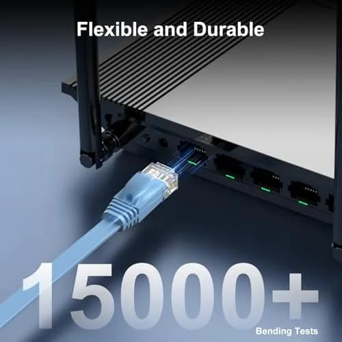 CableGeeker Cat 6 Flat Ethernet Cable 1.5ft 6Pack | 10Gbps, Blue, Space-Saving Flat Design thumbnail 6