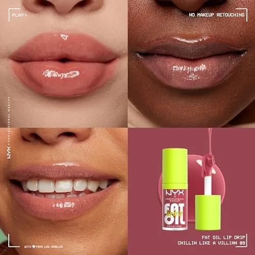 NYX PROFESSIONAL MAKEUP Fat Oil Lip Drip Tinted Lip Gloss, Chillin Like a Villain (Pale Dusty Rose) 4.7ml (0.16 Fl Oz) | Vegan & Hydrating thumbnail 3