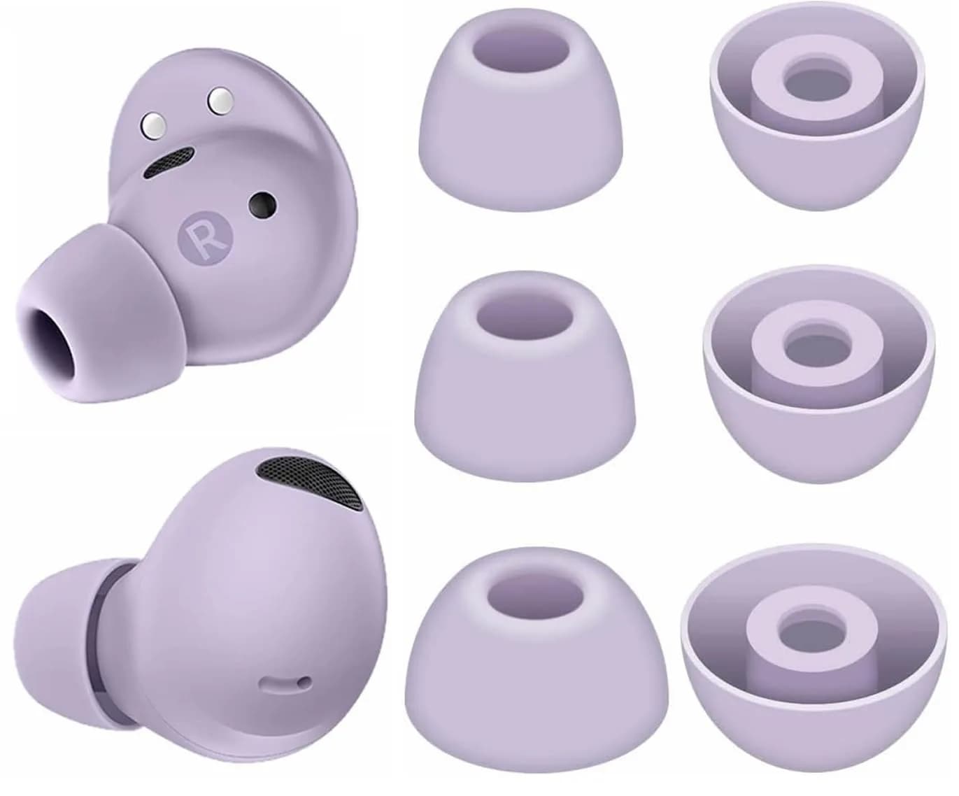 BLLQ Replacement Earbud Tips for Samsung Galaxy Buds 2 Pro, 3 Pairs S/M/L Soft Silicone Ear Tips | Bora Purple - main product image