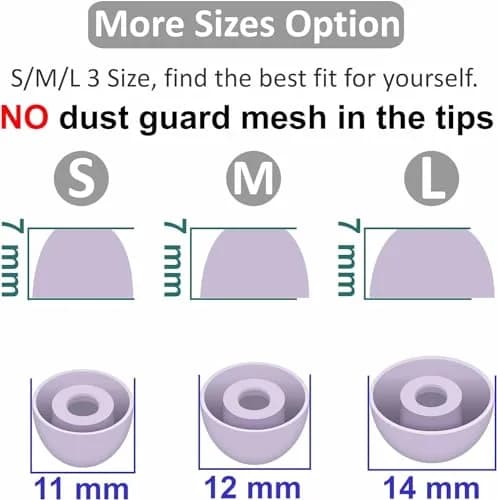 BLLQ Replacement Earbud Tips for Samsung Galaxy Buds 2 Pro, 3 Pairs S/M/L Soft Silicone Ear Tips | Bora Purple thumbnail 3