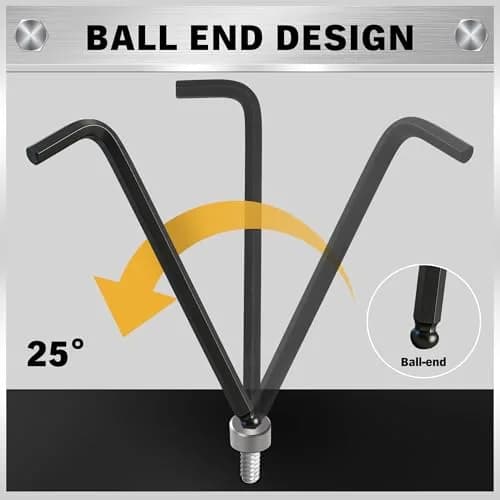 ELEAD 27-Piece Hex Key Allen Wrench Set with Grip Handle, Long & Short Arms, Ball End, Metric & SAE Sizes | Heat-Treated Chrome Vanadium Steel thumbnail 5