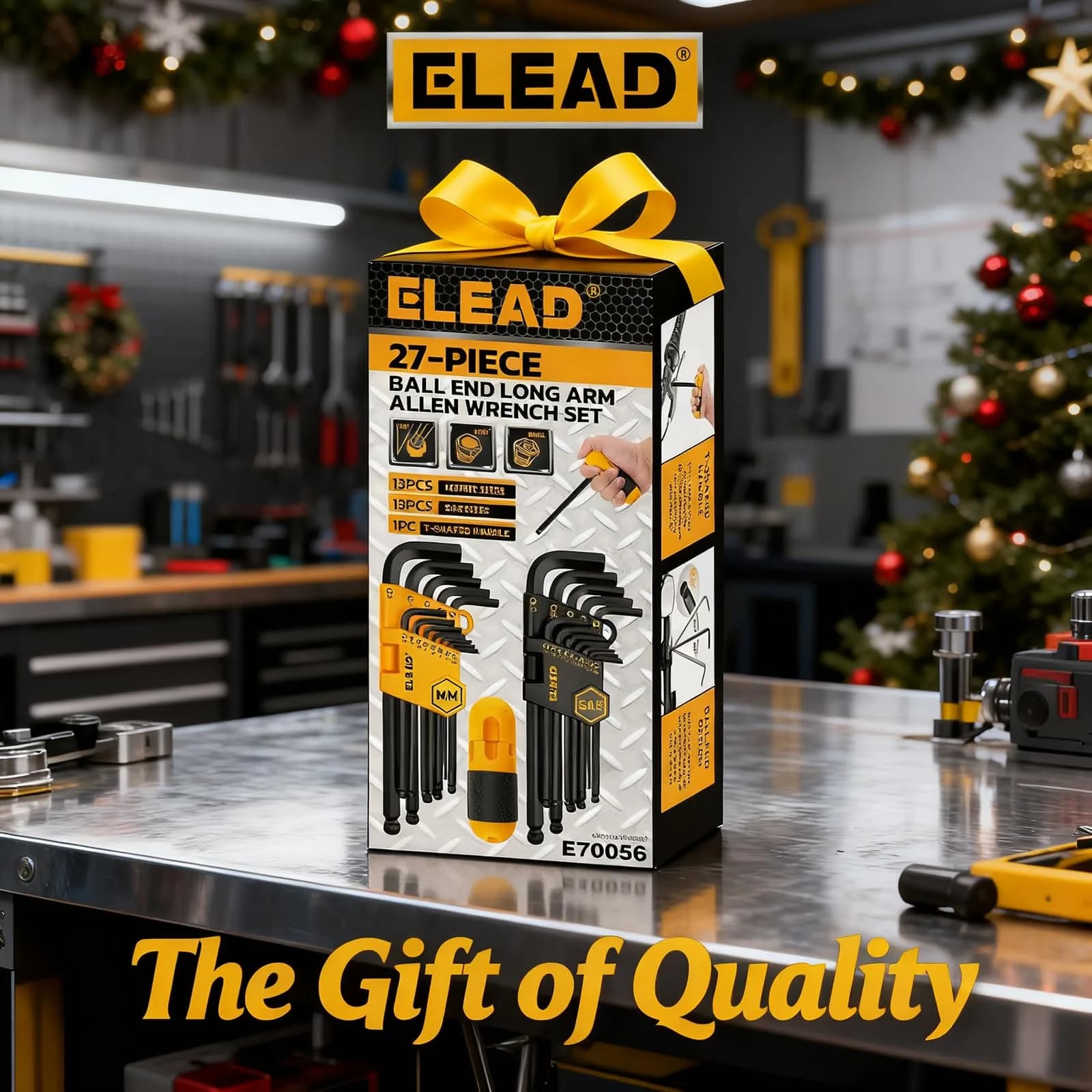 ELEAD 27-Piece Hex Key Allen Wrench Set with Grip Handle, Long & Short Arms, Ball End, Metric & SAE Sizes | Heat-Treated Chrome Vanadium Steel - view 9