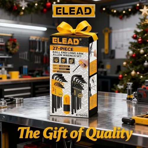 ELEAD 27-Piece Hex Key Allen Wrench Set with Grip Handle, Long & Short Arms, Ball End, Metric & SAE Sizes | Heat-Treated Chrome Vanadium Steel thumbnail 9