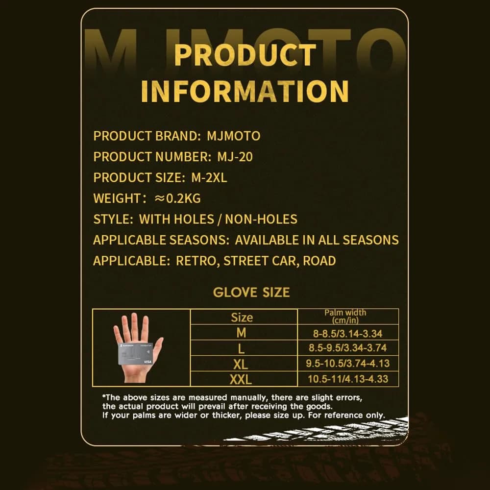 mjmoto Men's Classic Goat Leather Motorcycle Gloves, Hard Knuckle Vintage Riding Gear (Black, X-Large) | Breathable & Touchscreen Compatible - view 5