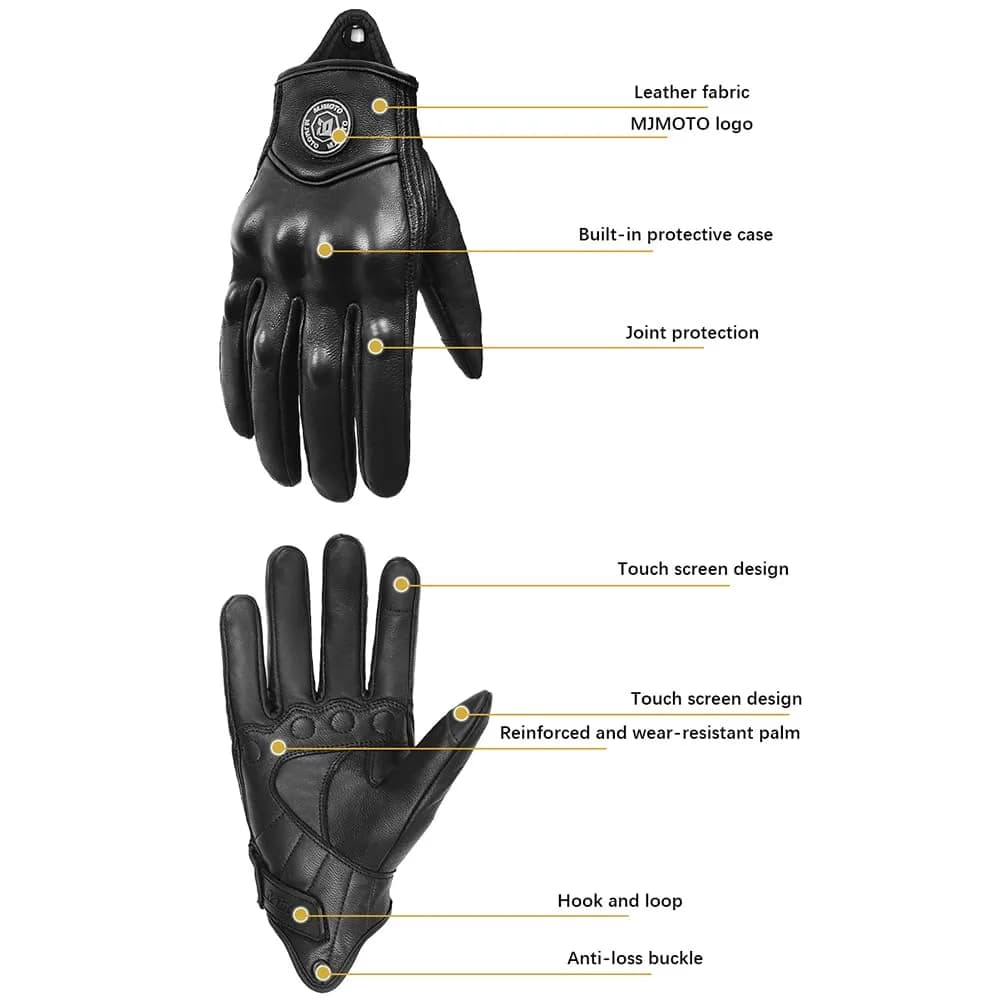 mjmoto Men's Perforated Goat Leather Motorcycle Gloves X-Large | Hard Knuckle Summer Riding Gear - view 7