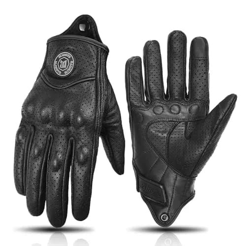 mjmoto Men's Perforated Goat Leather Motorcycle Gloves X-Large | Hard Knuckle Summer Riding Gear thumbnail 1