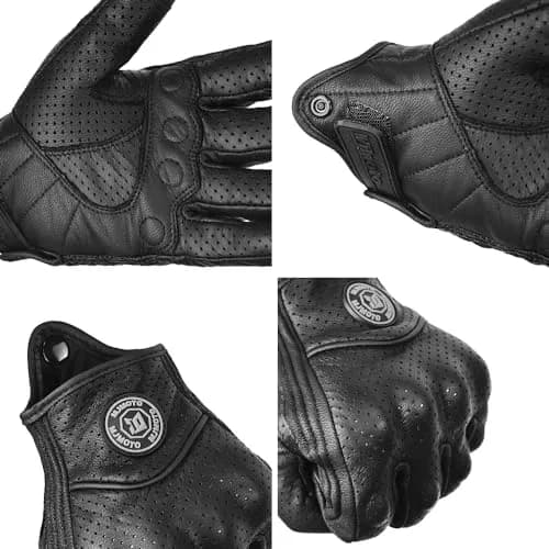 mjmoto Men's Perforated Goat Leather Motorcycle Gloves X-Large | Hard Knuckle Summer Riding Gear thumbnail 8