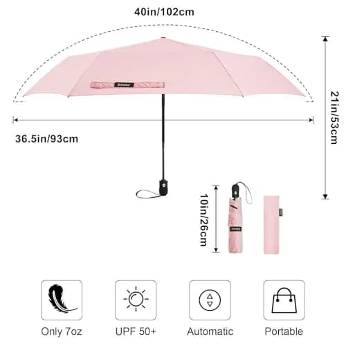 G4Free 40 Inch Compact Automatic Folding Umbrella Pink | UPF 50+ UV Protection thumbnail 2