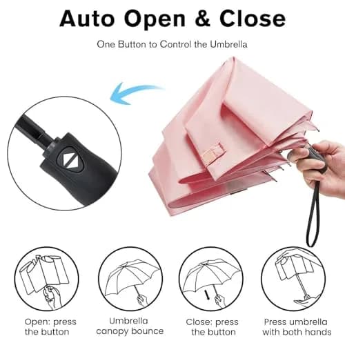 G4Free 40 Inch Compact Automatic Folding Umbrella Pink | UPF 50+ UV Protection thumbnail 3