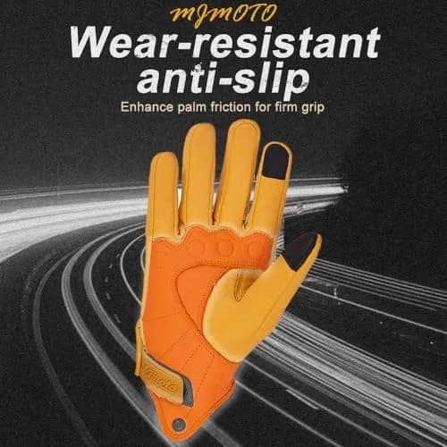 mjmoto Men's Vintage Perforated Goat Leather Motorcycle Gloves with Hard Knuckle Armor, X-Large | 156g (5.5oz) Breathable Summer Riding Gear thumbnail 8