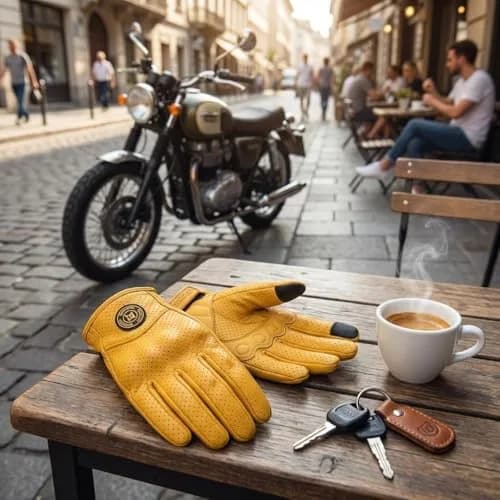 mjmoto Men's Vintage Perforated Goat Leather Motorcycle Gloves with Hard Knuckle Armor, X-Large | 156g (5.5oz) Breathable Summer Riding Gear thumbnail 9