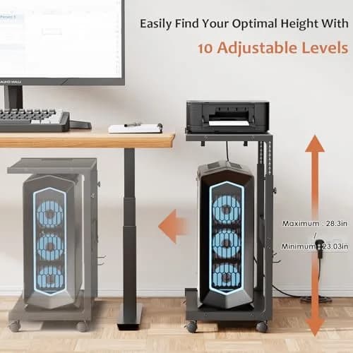 JANE EYRE Computer Tower Stand - 23.03"-28.3" Height Adjustable | Versatile, Ergonomic & Stylish thumbnail 4