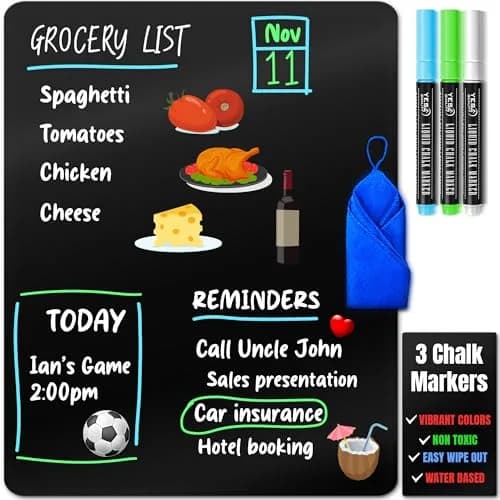 YES4QUALITY Magnetic Black Dry Erase Board 19x13” | Stain-Resistant, Magnetic, for Fridge thumbnail 1
