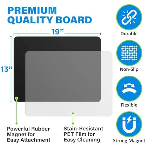 YES4QUALITY Magnetic Black Dry Erase Board 19x13” | Stain-Resistant, Magnetic, for Fridge thumbnail 4