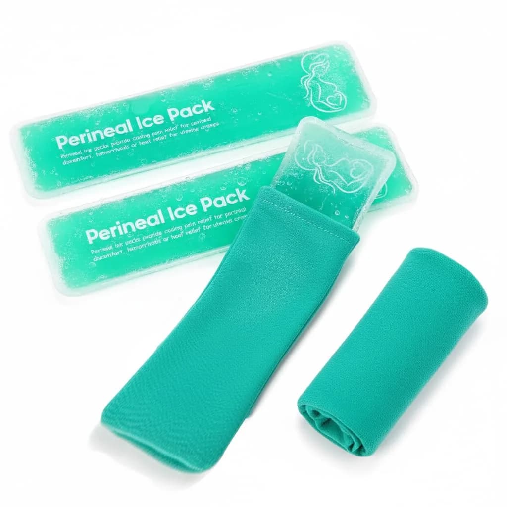 HI FINE CARE Perineal Cooling Pad 4 Count (Pack of 1) | Postpartum Recovery & Hemorrhoid Relief — Green Gel Ice Pack