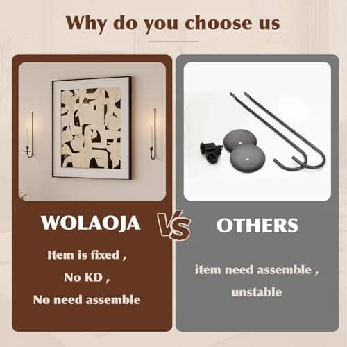 WOLAOJA Metal Wall Candle Sconce Set of 2 Brass Wall Mount Candle Holders | Modern & Farmhouse Decor thumbnail 2