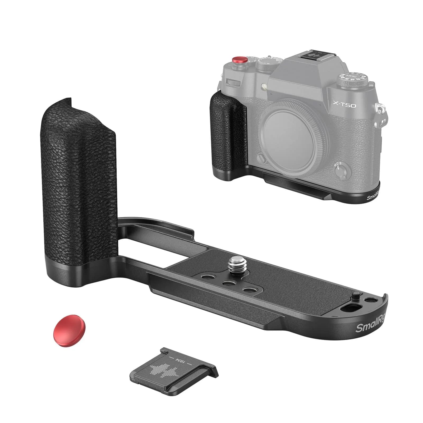 SMALLRIG L-Shape Handgrip for FUJIFILM X-T50 | Ergonomic Silicone Grip, Quick Release Plate, Shutter Button, Hot Shoe Cover — Black