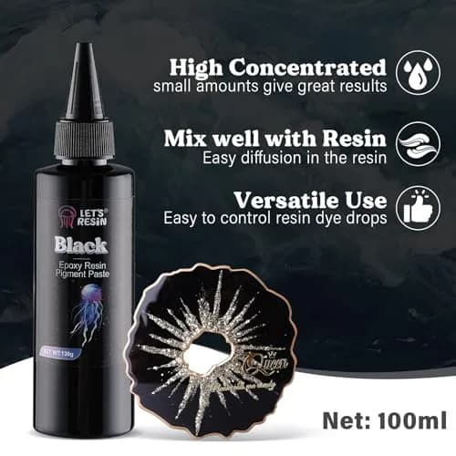 LET'S RESIN Black Epoxy Resin Pigment Paste 100ml (3.38 Fl Oz) | High Concentration Opaque Dye for Resin Art thumbnail 3