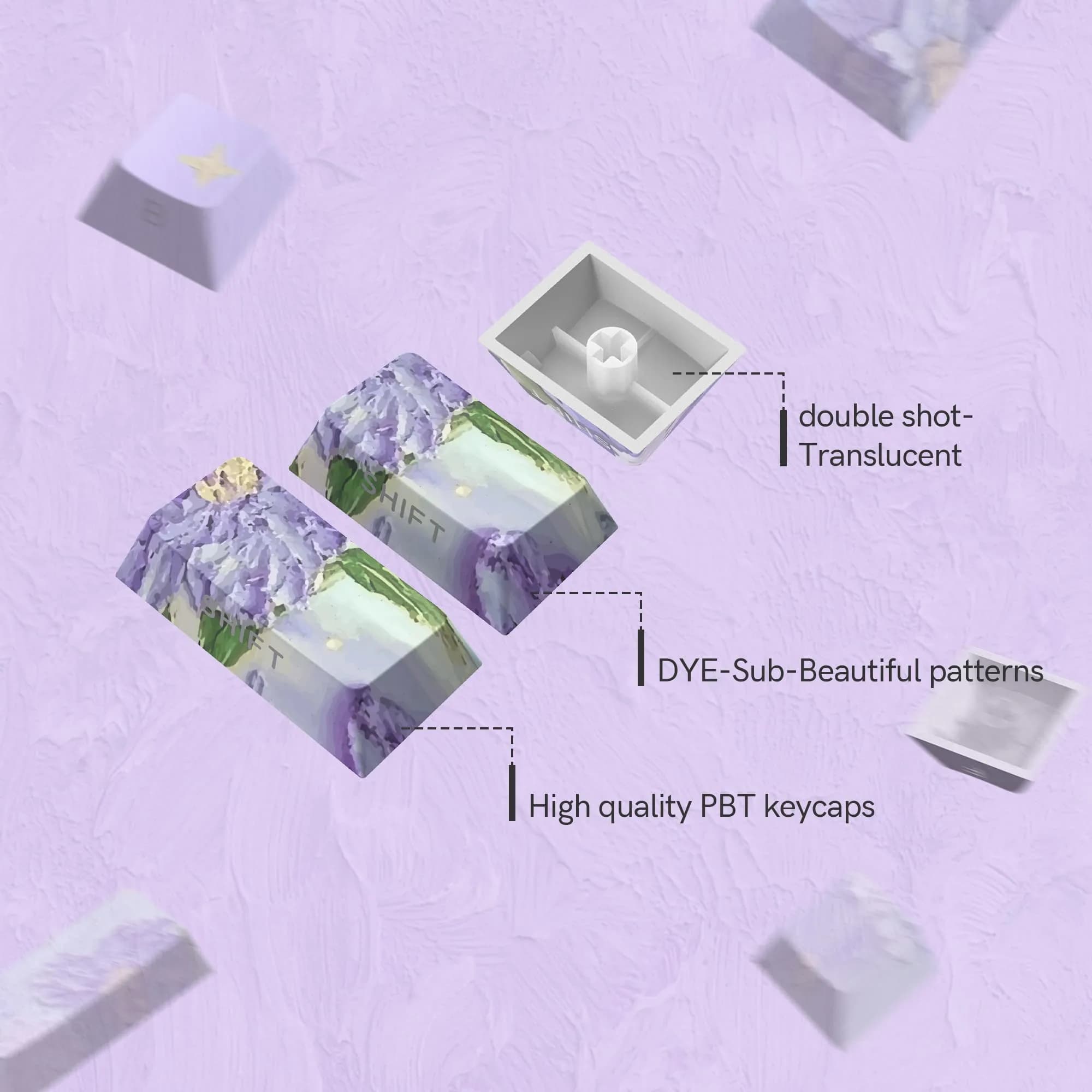 dagaladoo Purple Double Shot PBT Keycaps Set | 130 Keys Cherry Profile Shine Through - view 5