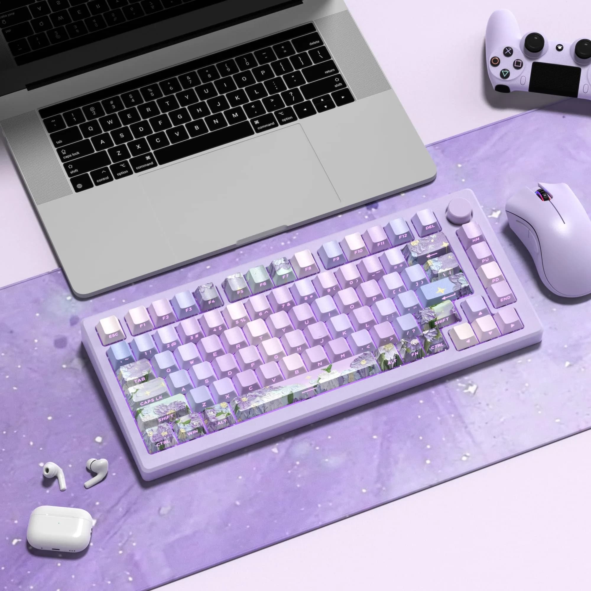 dagaladoo Purple Double Shot PBT Keycaps Set | 130 Keys Cherry Profile Shine Through - view 6