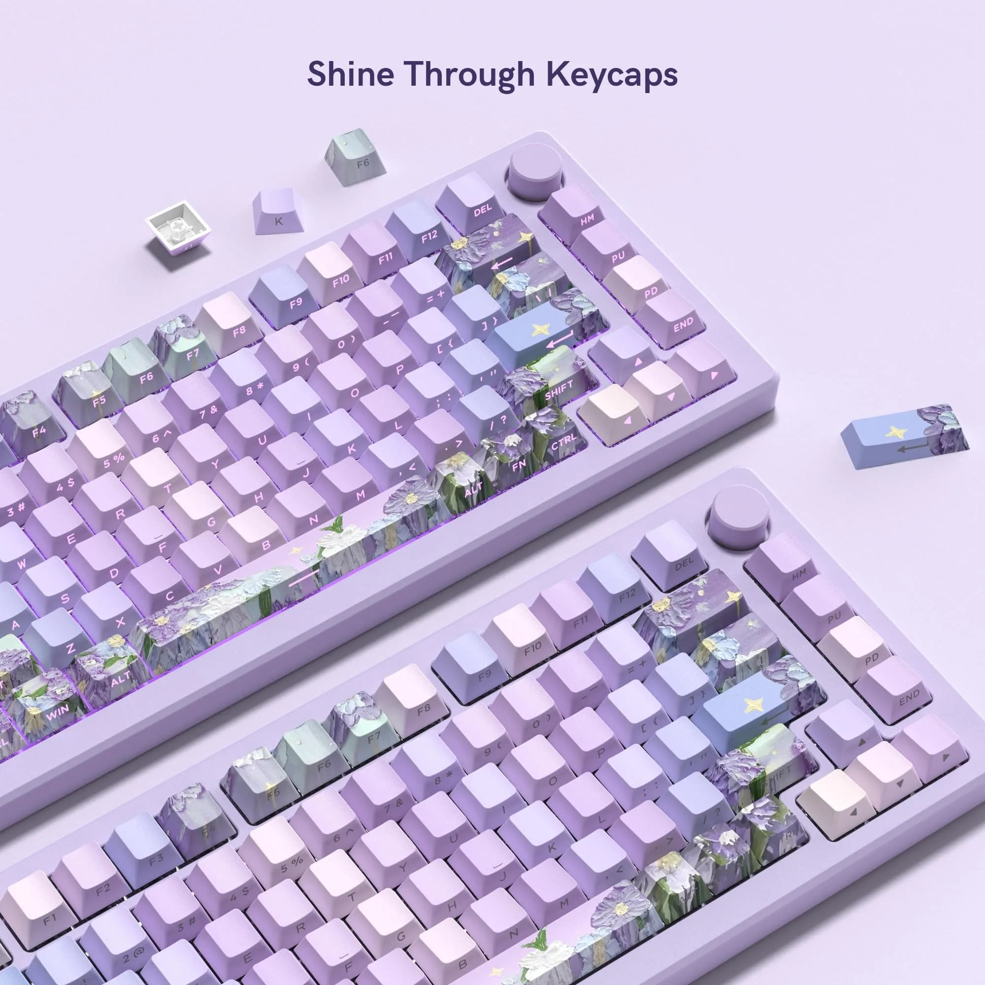 dagaladoo Purple Double Shot PBT Keycaps Set | 130 Keys Cherry Profile Shine Through - view 4