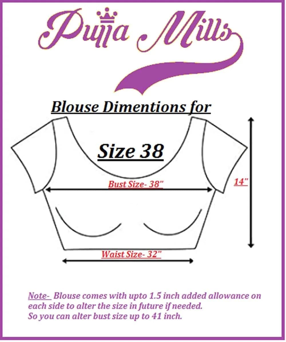 Pujia Mills Women's Silk Floral Half Sleeve Blouse Pink 36 | Festive Wear with Embroidery - view 4