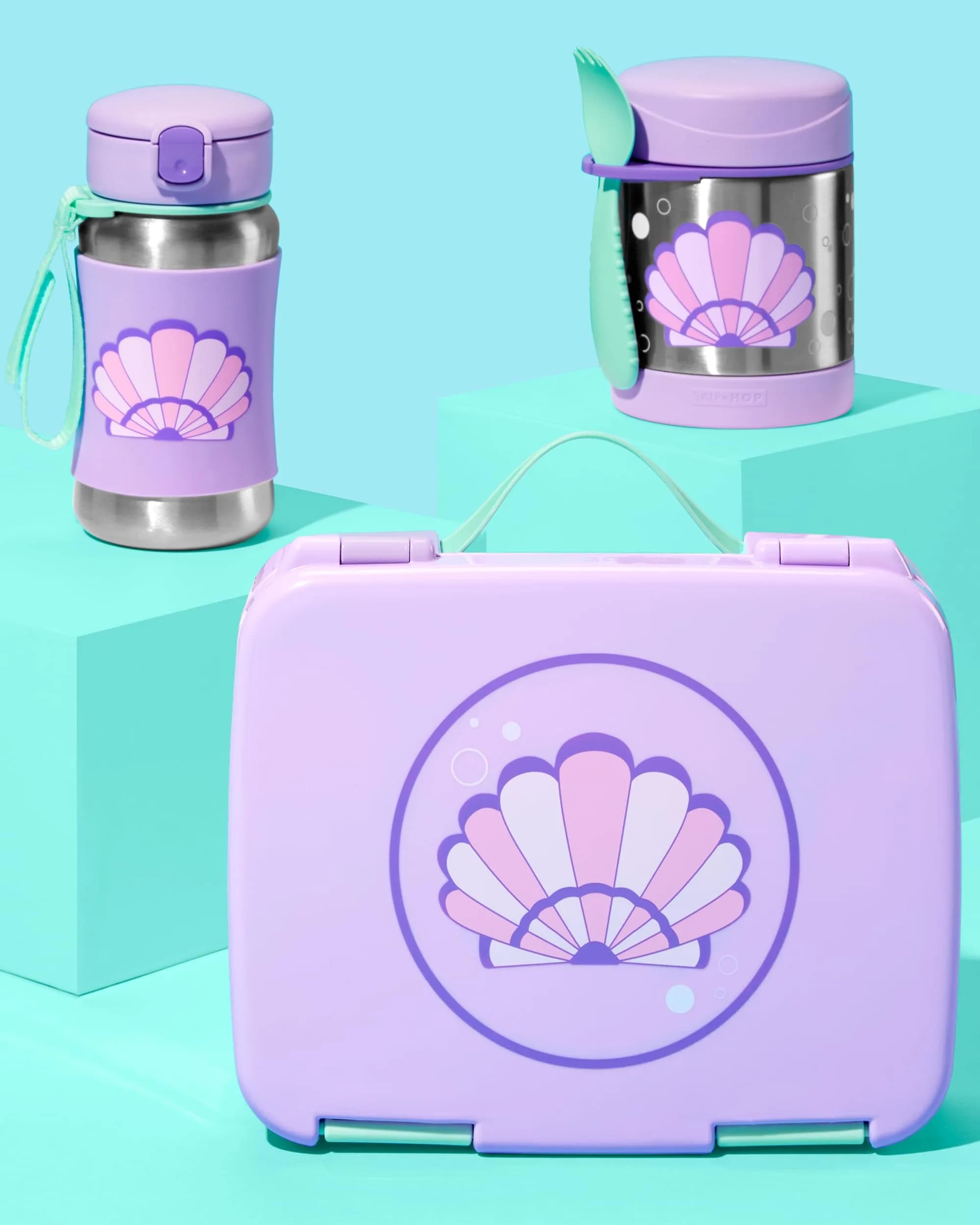 Skip Hop Zoo Seashell Stainless Steel Straw Bottle 350ml (12 oz) | Spill-Proof Toddler Cup with Grab Strap - view 4