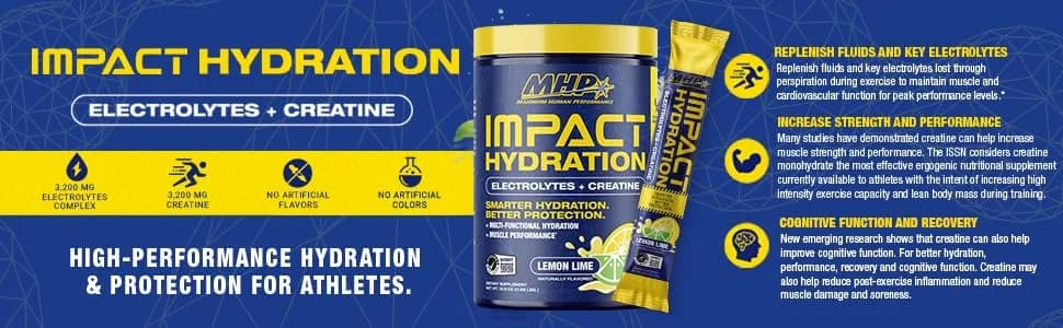 Maximum Human Performance Impact Hydration Electrolyte + Creatine Drink Mix, Lemon Lime | 15.6 Oz | Supports Hydration & Performance thumbnail 4