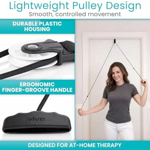 Vive Shoulder Pulley for Physical Therapy - Over the Door Pulley for Frozen Shoulder Rehab | 0.1 kg (0.22 lb) thumbnail 4