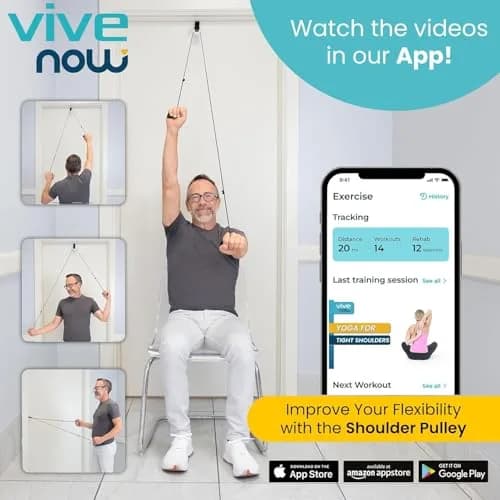 Vive Shoulder Pulley for Physical Therapy - Over the Door Pulley for Frozen Shoulder Rehab | 0.1 kg (0.22 lb) thumbnail 5