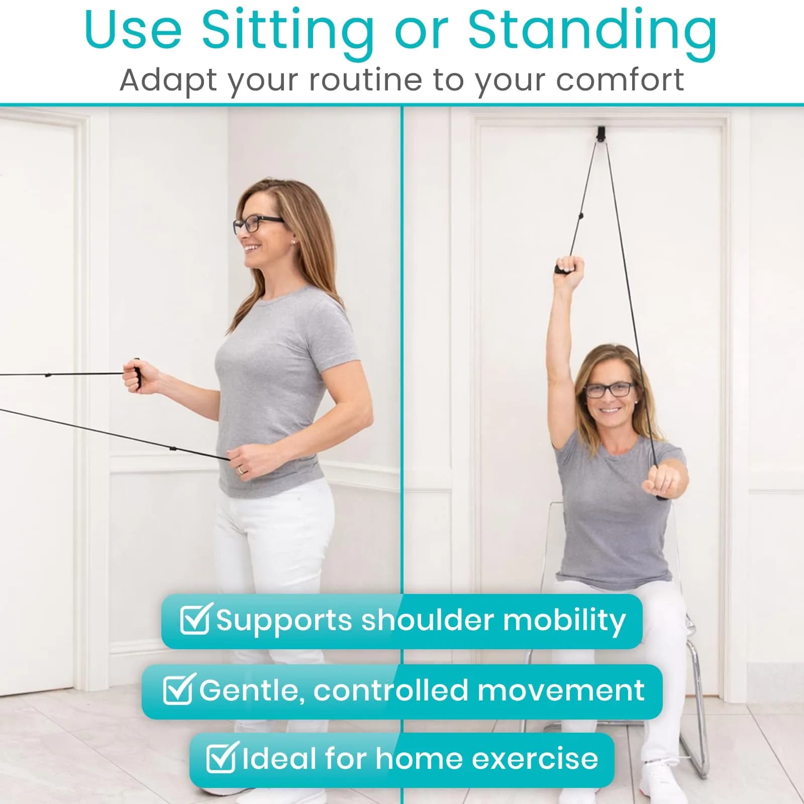 Vive Shoulder Pulley for Physical Therapy - Over the Door Pulley for Frozen Shoulder Rehab | 0.1 kg (0.22 lb) - view 8