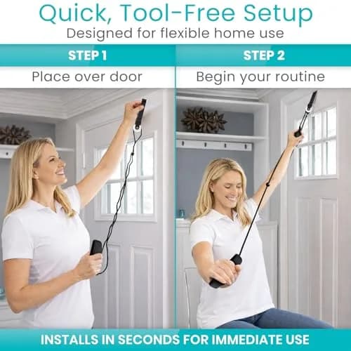 Vive Shoulder Pulley for Physical Therapy - Over the Door Pulley for Frozen Shoulder Rehab | 0.1 kg (0.22 lb) thumbnail 9