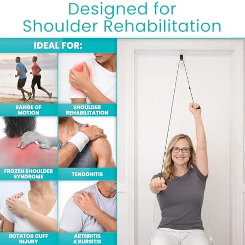 Vive Shoulder Pulley for Physical Therapy - Over the Door Pulley for Frozen Shoulder Rehab | 0.1 kg (0.22 lb) thumbnail 3