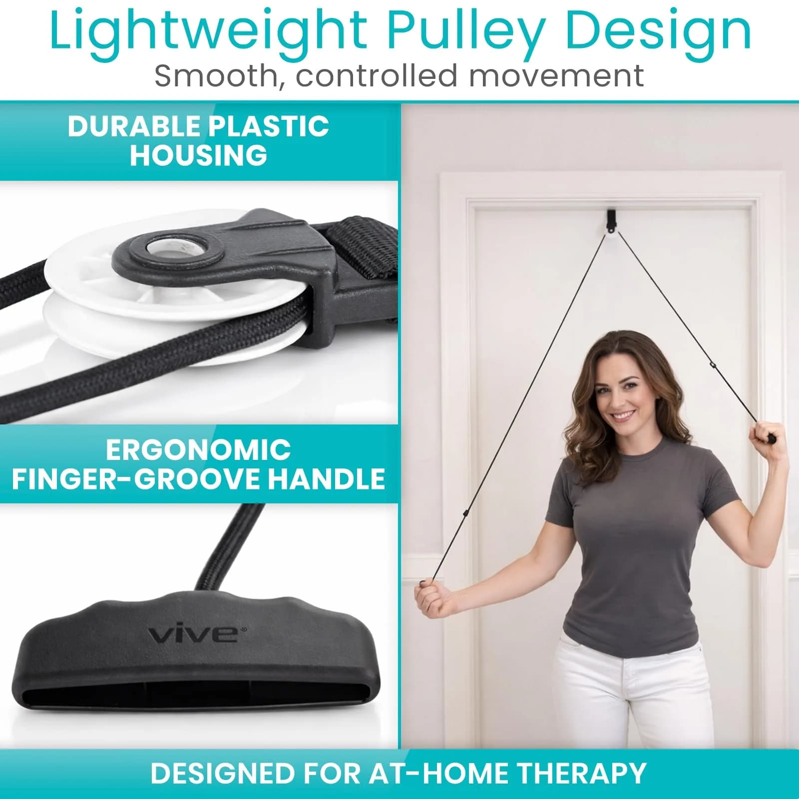 Vive Shoulder Pulley for Physical Therapy - Over the Door Pulley for Frozen Shoulder Rehab | 0.1 kg (0.22 lb) - view 4