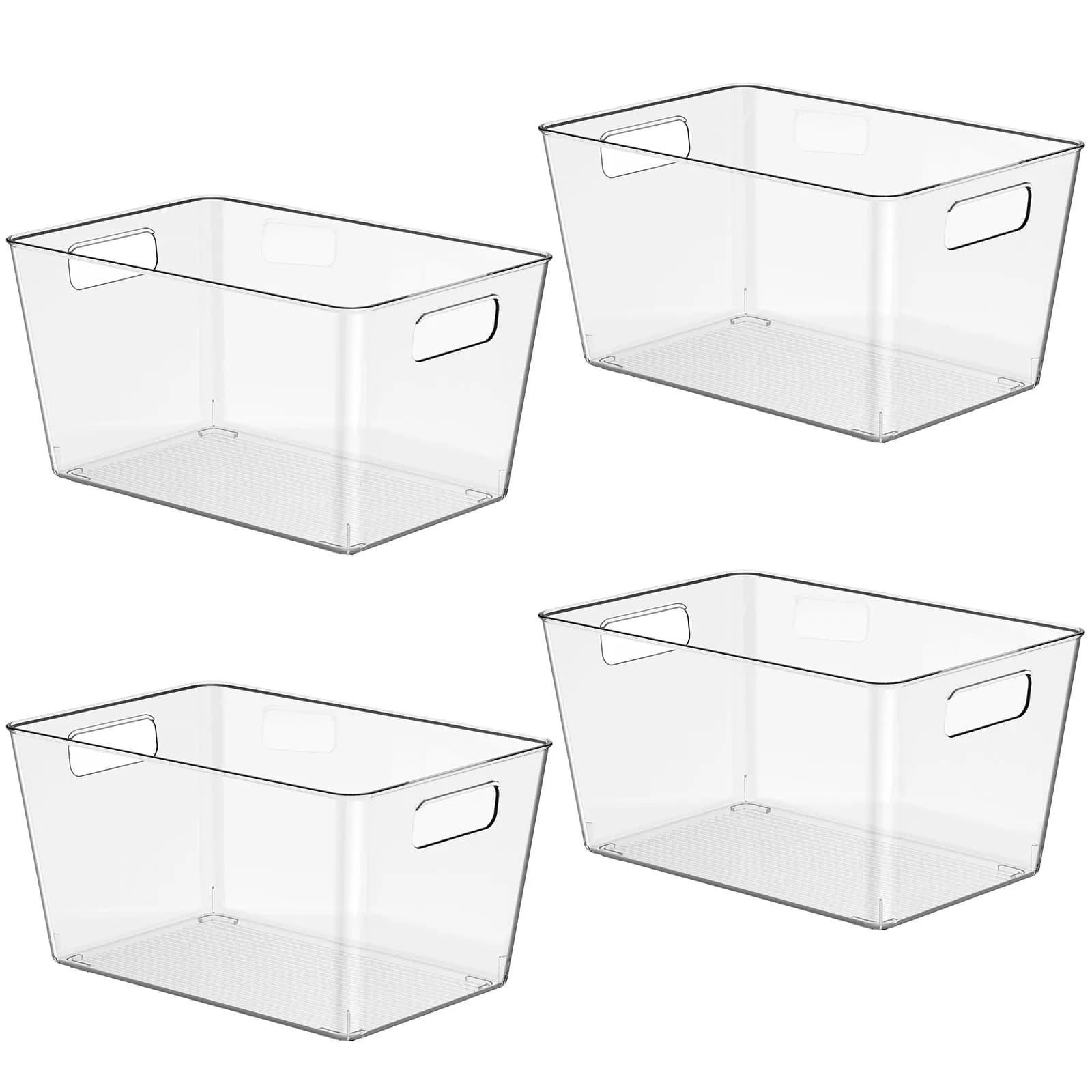 Faryuan 4 Pack Large Plastic Storage Bins 11" | BPA-Free Kitchen Organizer — Medium