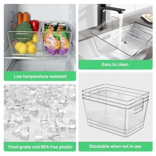 Faryuan 4 Pack Large Plastic Storage Bins 11" | BPA-Free Kitchen Organizer thumbnail 4