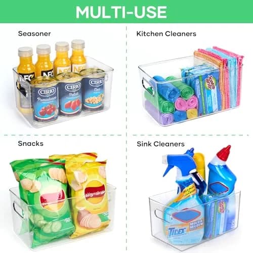 Faryuan 4 Pack Large Plastic Storage Bins 11" | BPA-Free Kitchen Organizer thumbnail 2