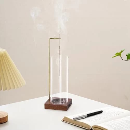 CEREMONY Wooden Incense Holder with Glass Ash Catcher & 20 Sticks | 9.7cm (3.9in) Round Base thumbnail 4