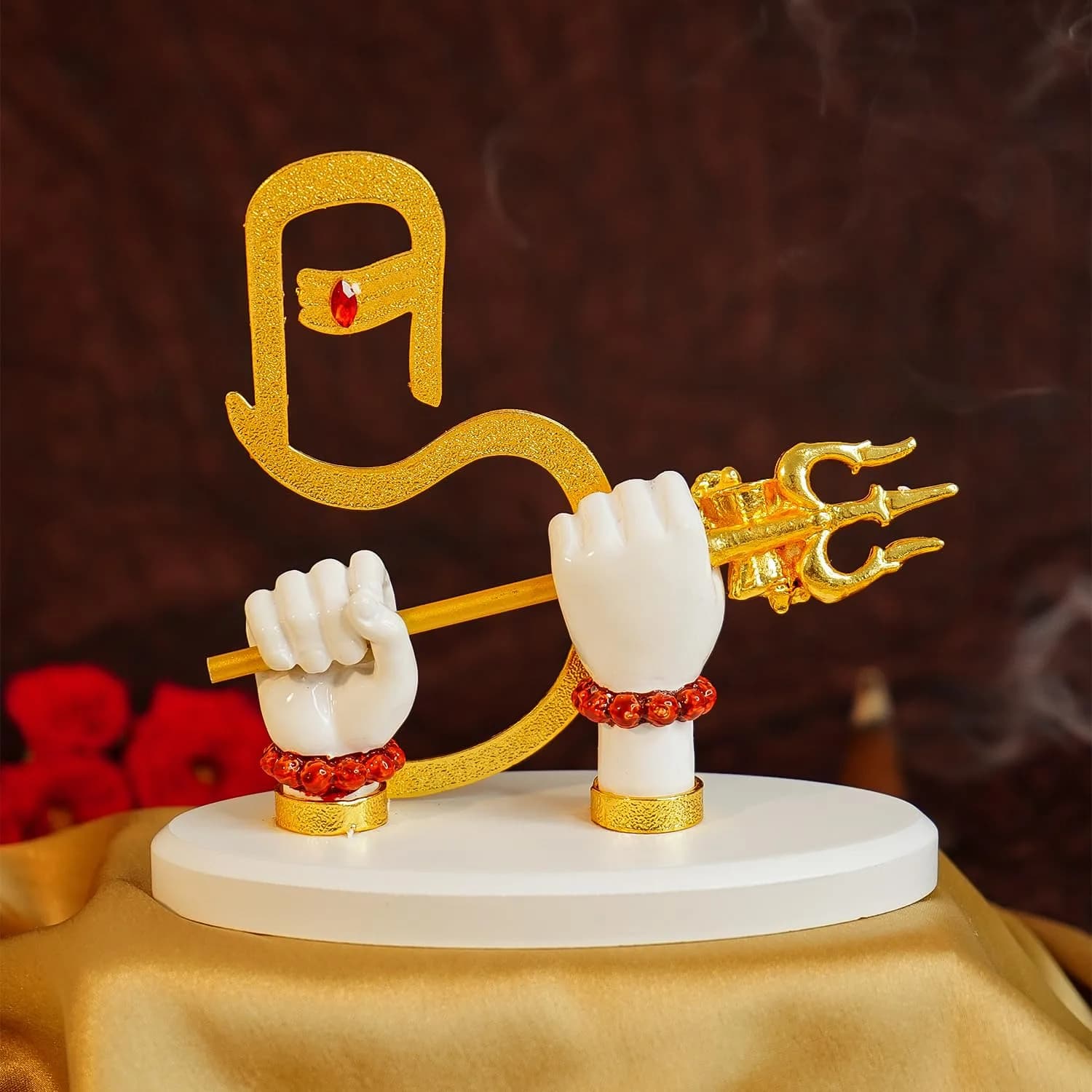 Ekhasa Lord Krishna Hands with Flute Idol (Big Size) | Divine Krishna Statue for Home & Car Decor — White